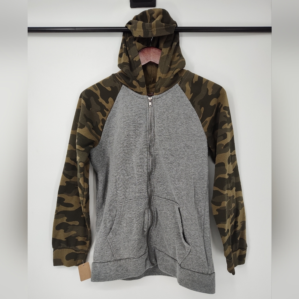 Old Navy Gray And Camo Zippered Hoodie Size X Large, 14-16